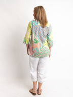 Bribie Top in Pink/lime Print