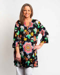 Kurta Style Top in Black Floral