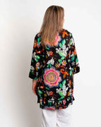 Kurta Style Top in Black Floral