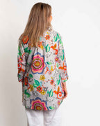 Palm Cove Top in Grey Pink Garden