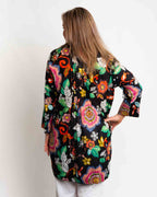 Tully Top in Black Pink Garden