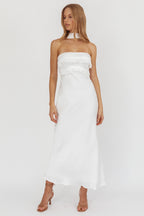 Damsel Reverse Halter Frill Trim Maxi Dress White