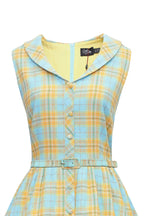 Maverick 50s Style Blue & Yellow Check Shirt Dress