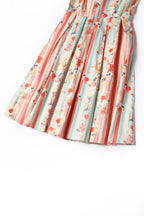 Amanda Pastel Floral & Striped Swing Dress