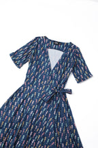 Matilda Navy Blue Seahorse Wrap Dress