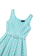 Amanda Polka Dot Flared Dress In Mint Green