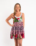 Mixed Print Panelled Short Dress in Pink Garden