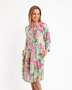 Lined Summer Dress in Pink and Pale Green Floral