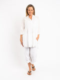 Long Pleated Shirt in Off-white