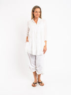Long Pleated Shirt in Off-white