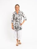 Long Pleated Shirt in Black and White