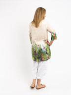Long Pleated Shirt in Tropical Garden