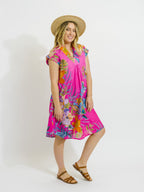 Cabarita Dress in Pink Birds