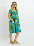 Marcoola Dress in Kaleido Lime