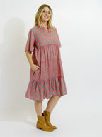 Castaway Dress in Green Diamonds on Pink
