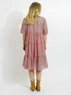 Castaway Dress in Green Diamonds on Pink