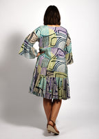 Lucia Dress in Lime Mauve Linea