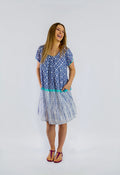 Cavill Mid-length Tunic Dress in Blue Diamond