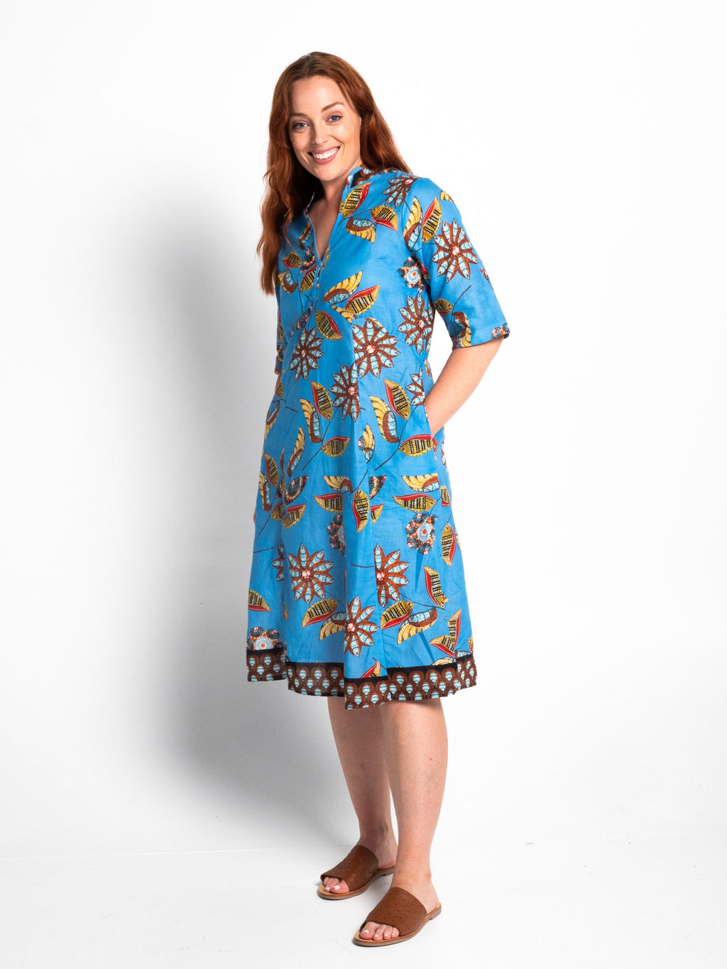 Mareeba Dress Half Sleeve in Blue Ce Soir