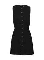 Dollie Linen Mini Dress Black Petite