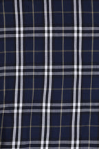 Lily Dark Blue Tartan Off Shoulder Swing Dress