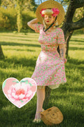 Brenda Pink Floral Short Sleeved Dress
