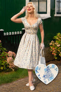 Lily Bird Cage Off Shoulder Dress In Cream White