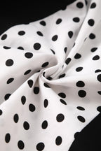 Judith Pleated Black Dress With White Polka Dots