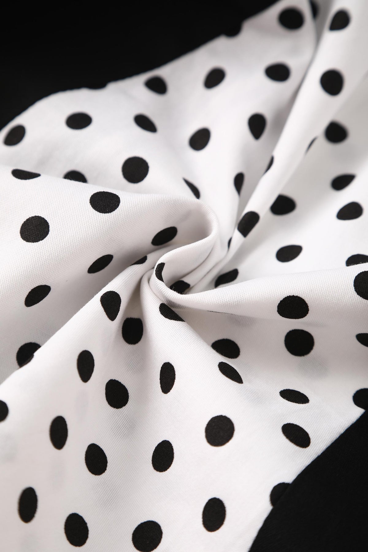 Judith Pleated Black Dress With White Polka Dots