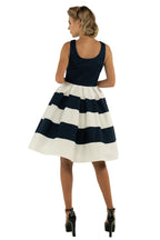Anna Nautical Striped 50s Swing Dress in Navy