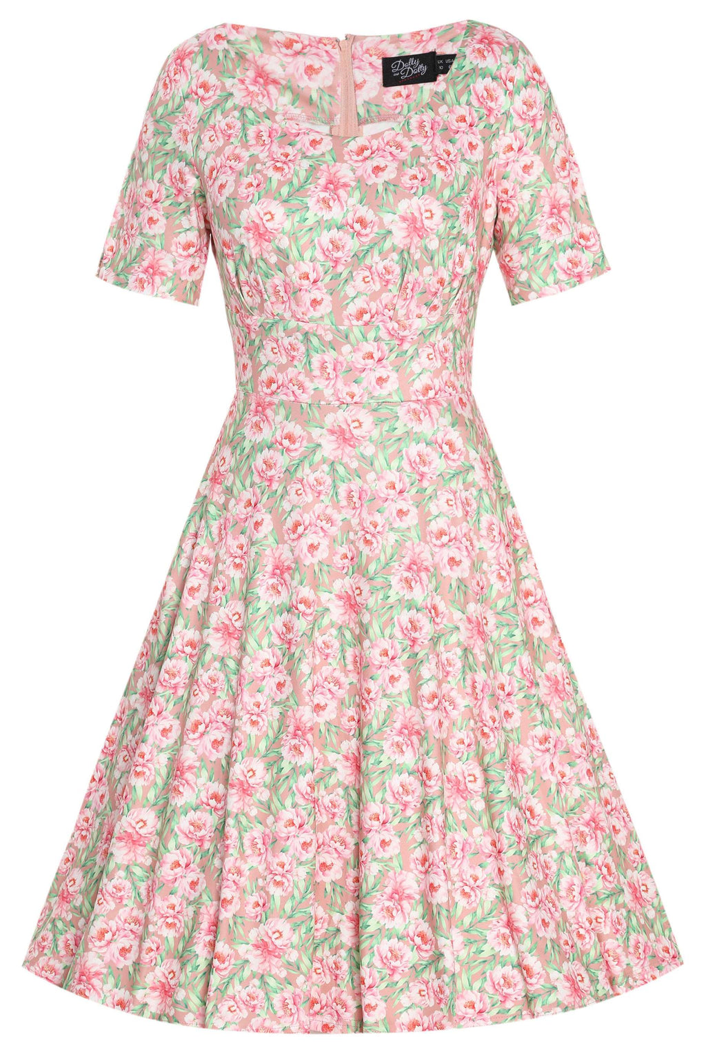 Brenda Pink Floral Short Sleeved Dress