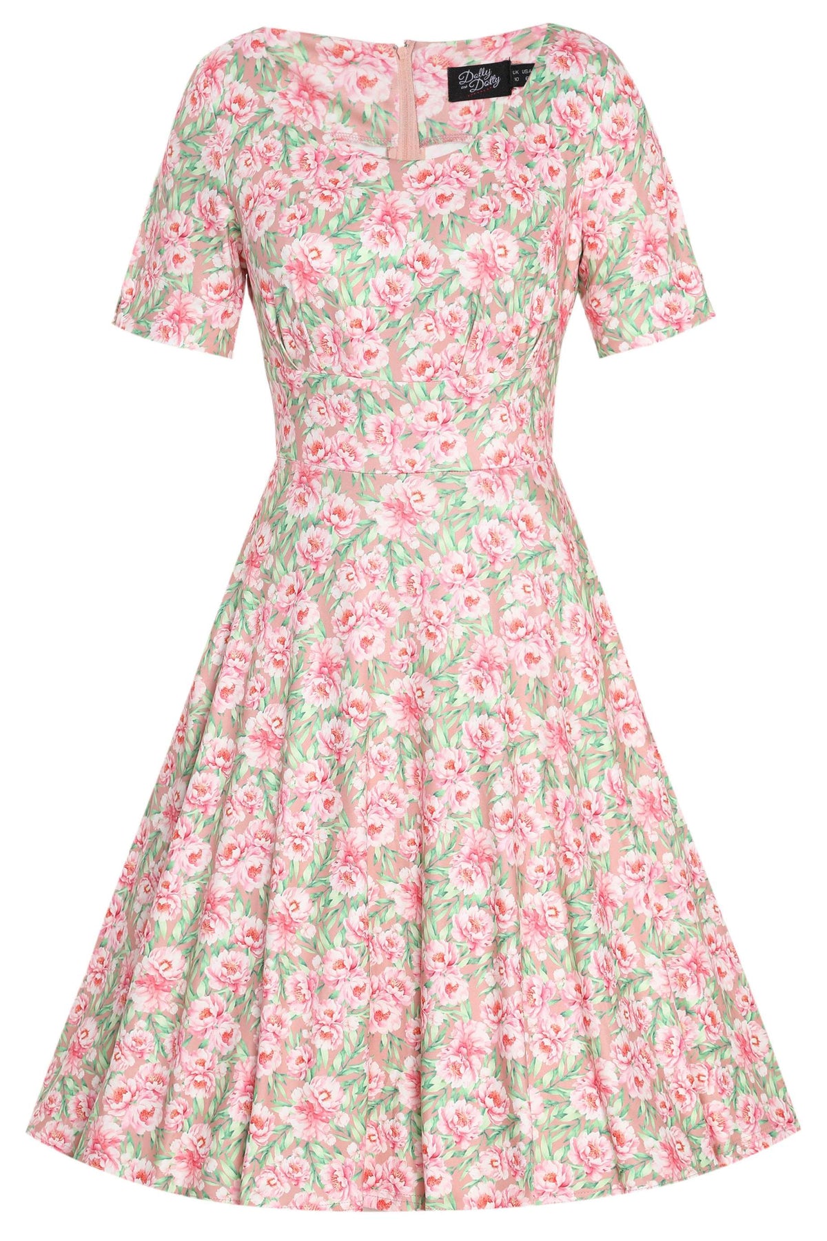 Brenda Pink Floral Short Sleeved Dress