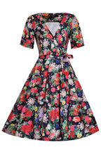 Matilda Navy Blue Midnight Garden Floral Wrap Dress
