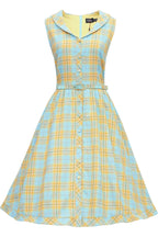 Maverick 50s Style Blue & Yellow Check Shirt Dress