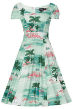 Claudia Cap Sleeved A Line Dress In Flamingo Print