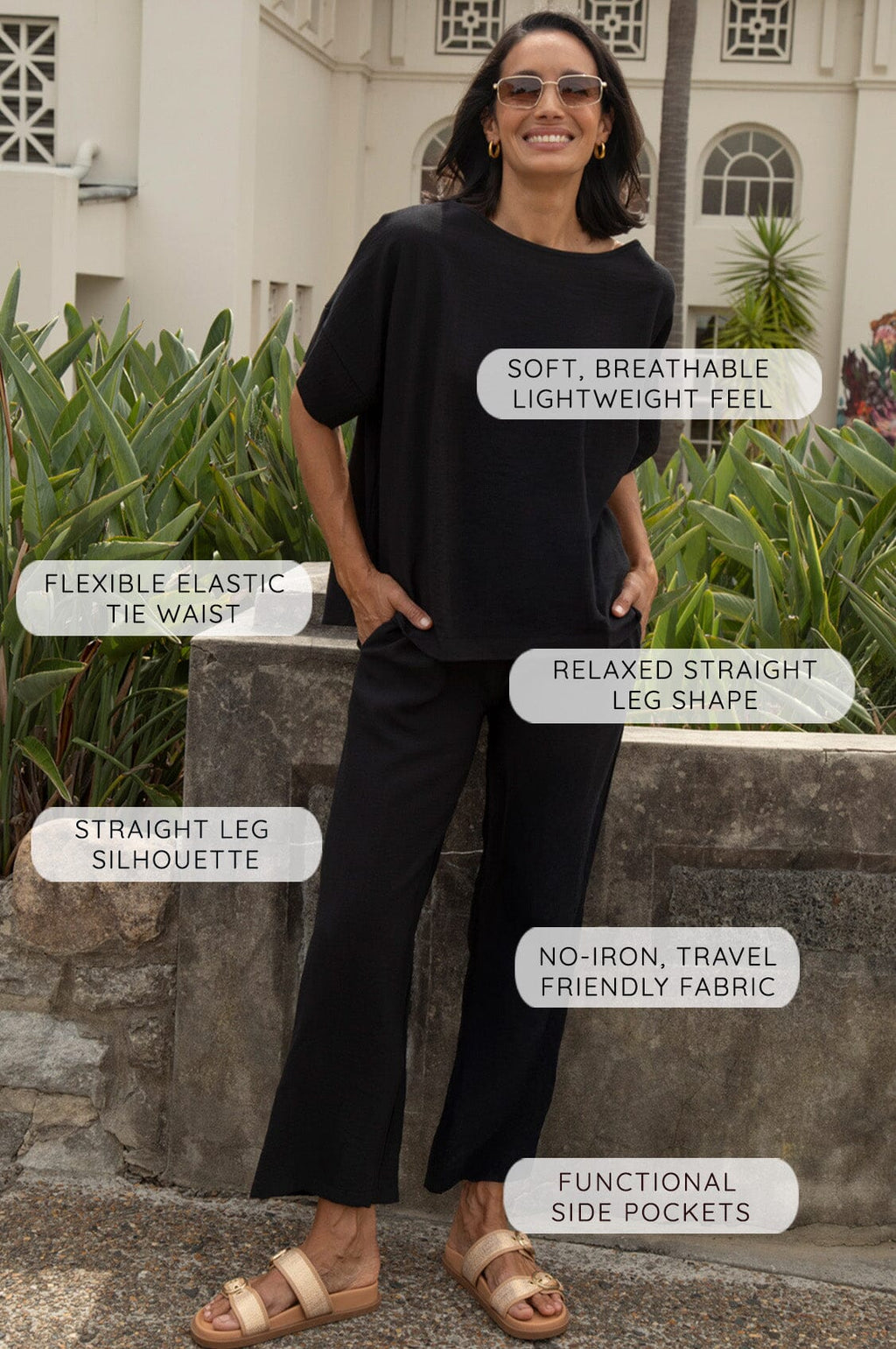 Gemma Straight Leg Tie Waist Pants Blush