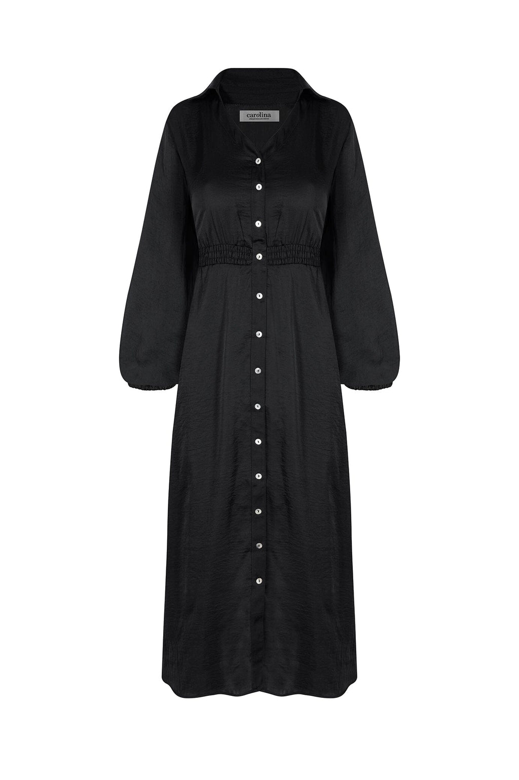 Georgina Long Sleeve Dress Black with Collar