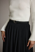 Liya Silver Genuine Leather Skinny Belt