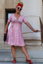 Matilda Pink Stiletto Print Wrap Dress