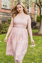 Amanda Polka Dot Flared Dress In Pink