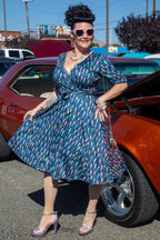 Matilda Navy Blue Seahorse Wrap Dress