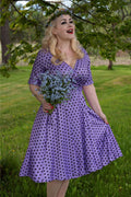 Matilda Lavender Polka Dot Wrap Dress
