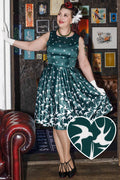 Annie Raising Bird Swing Dress in Green