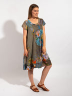 Marcoola dress in Khaki Birds