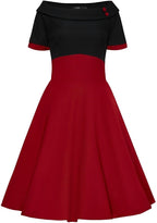 Darlene Black & Burgundy Swing Dress