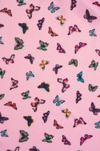 Lily Off Shoulder Pink Butterfly Swing Dress