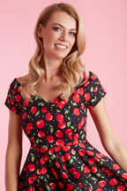 Lily Off Shoulder Cherry Swing Dress