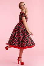 Lily Off Shoulder Cherry Swing Dress