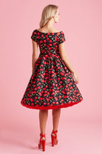 Lily Off Shoulder Cherry Swing Dress