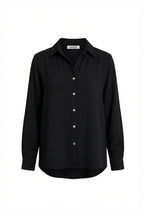Paola Long Sleeve Collared Top Black - Pre Order